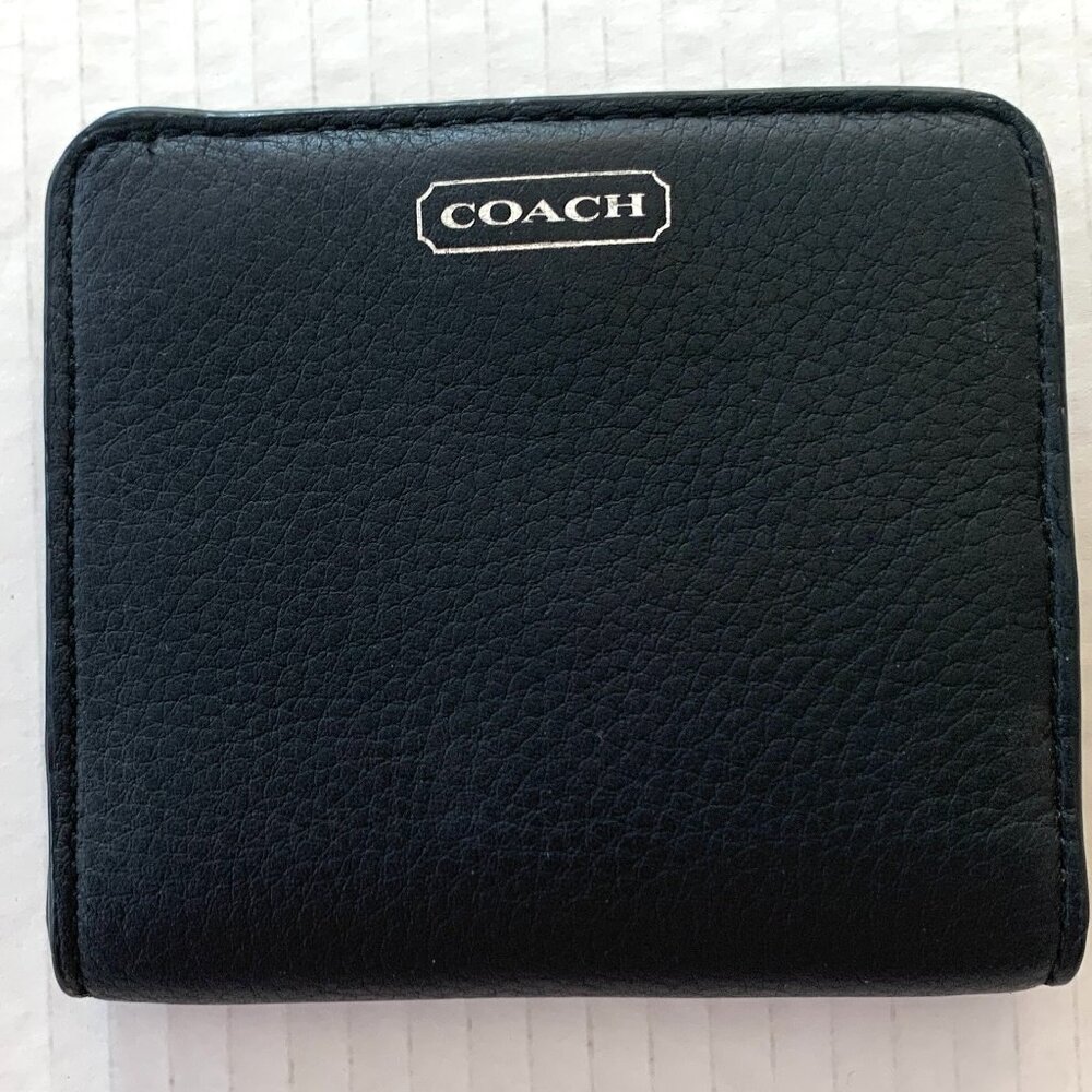 COACH Wallet Card Holder Black Billfold Leather
